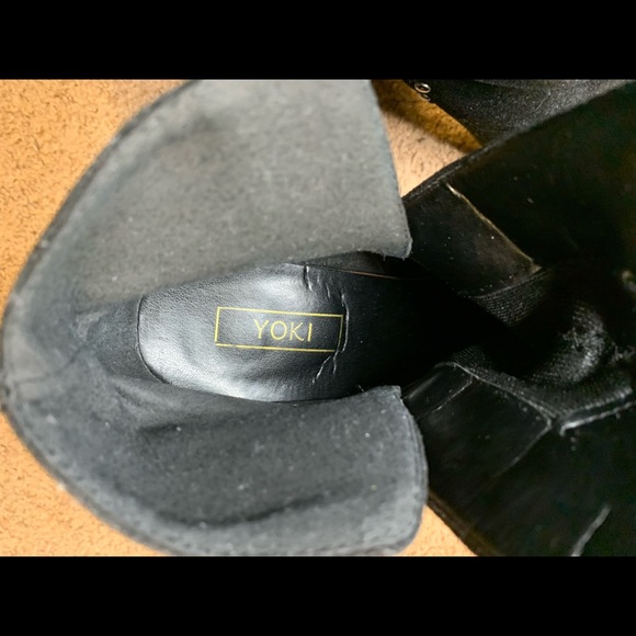 Black Studded Faux Suede Heeled Boots - Picture 9 of 10